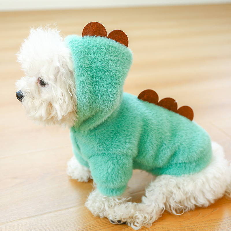 Winter Pet Clothes Cute Warm Dinosaur Hooded Sweatshirt for Puppy Cat Soft Pullover Jacket Chihuahua Teddy Hoodies Coat Costume alx