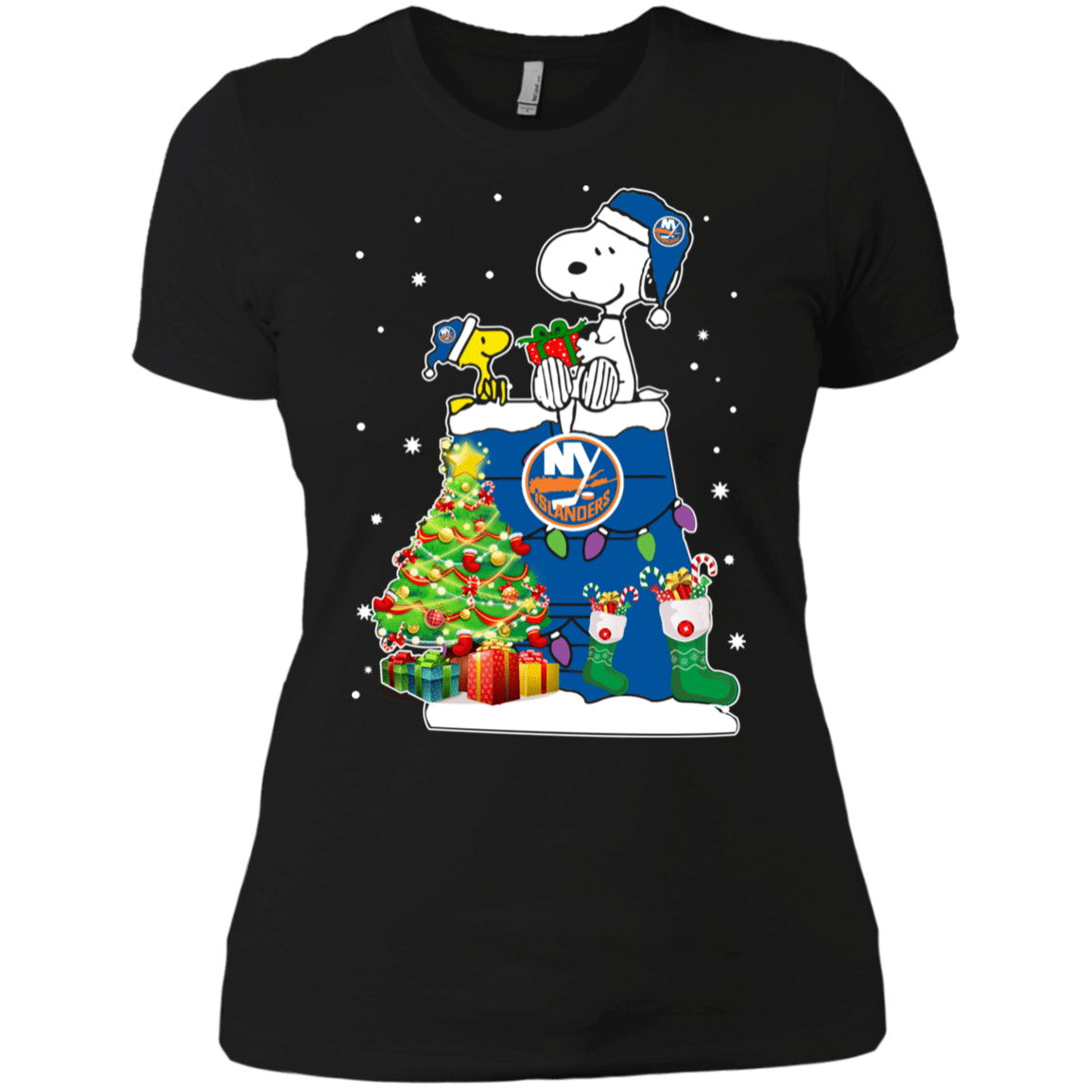 Buy New York Islanders Snoopy & Woodstock Christmas Shirt Ladies’ Boyfriend Shirt