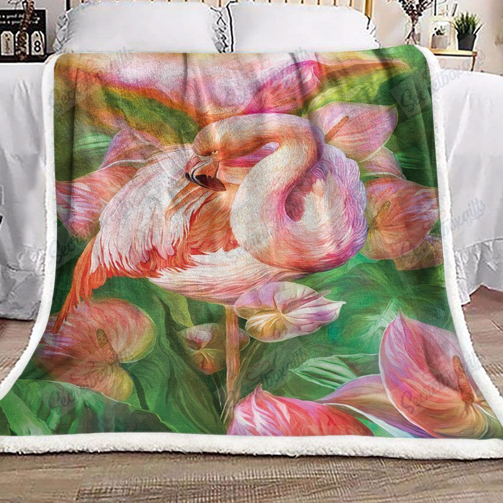 Flamingo And Flower Gs-Cl-Ld0707 Fleece Blanket