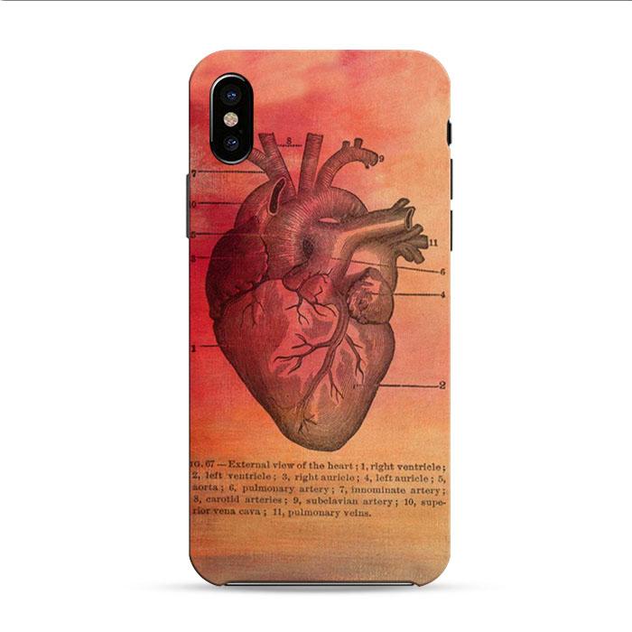 Vintage Medical Heart Illustration iPhone XS 3D Case