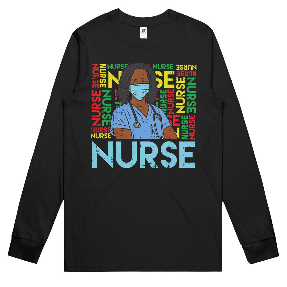 Black History Nurse African American Pride Melanin Bhm Women Long Sleeve T Shirts