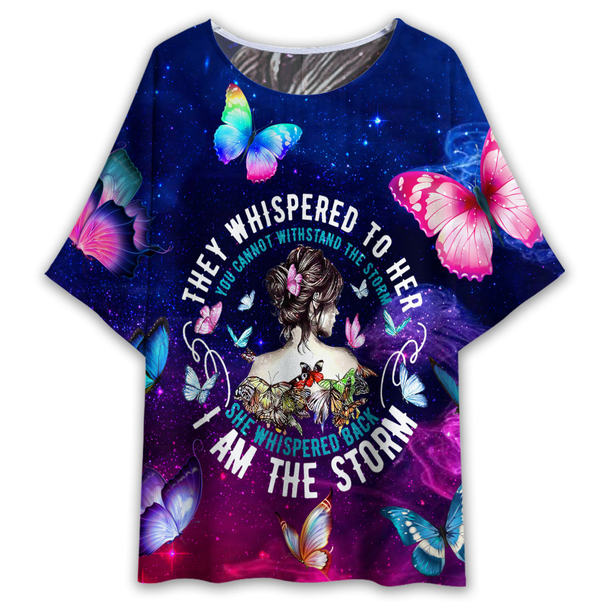 Hippie They Whispered To Her You Cannot Withstand The Storm – Women’S T-Shirt With Bat Sleeve