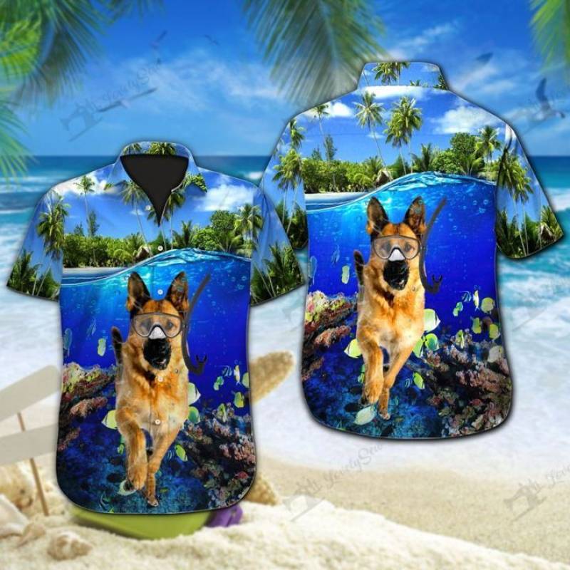 German Shepherd Diving Hawaii Shirt Ha24198