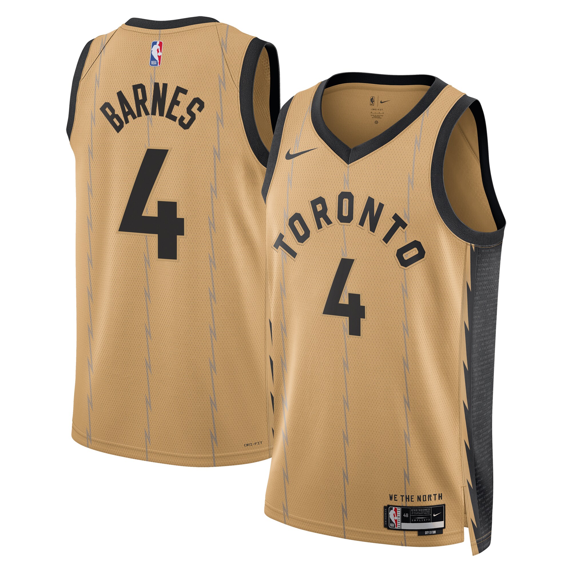 Toronto Raptors City Edition Swingman Jersey 23 – Gold – Scottie Barnes – Unisex