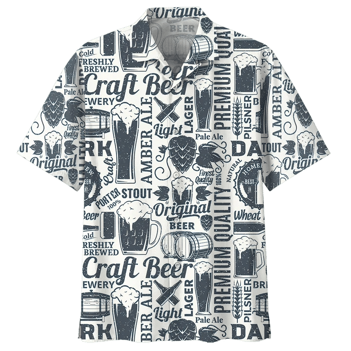 Unifinz Beer Hawaii Shirt Craft Original Black White Aloha 2022 Ha29144