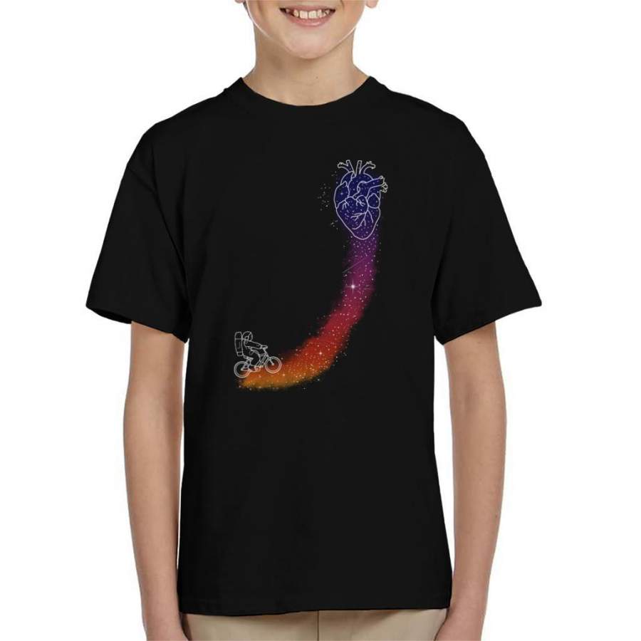 Astronaut Nebula Cyclist Heart Kid’s T-Shirt