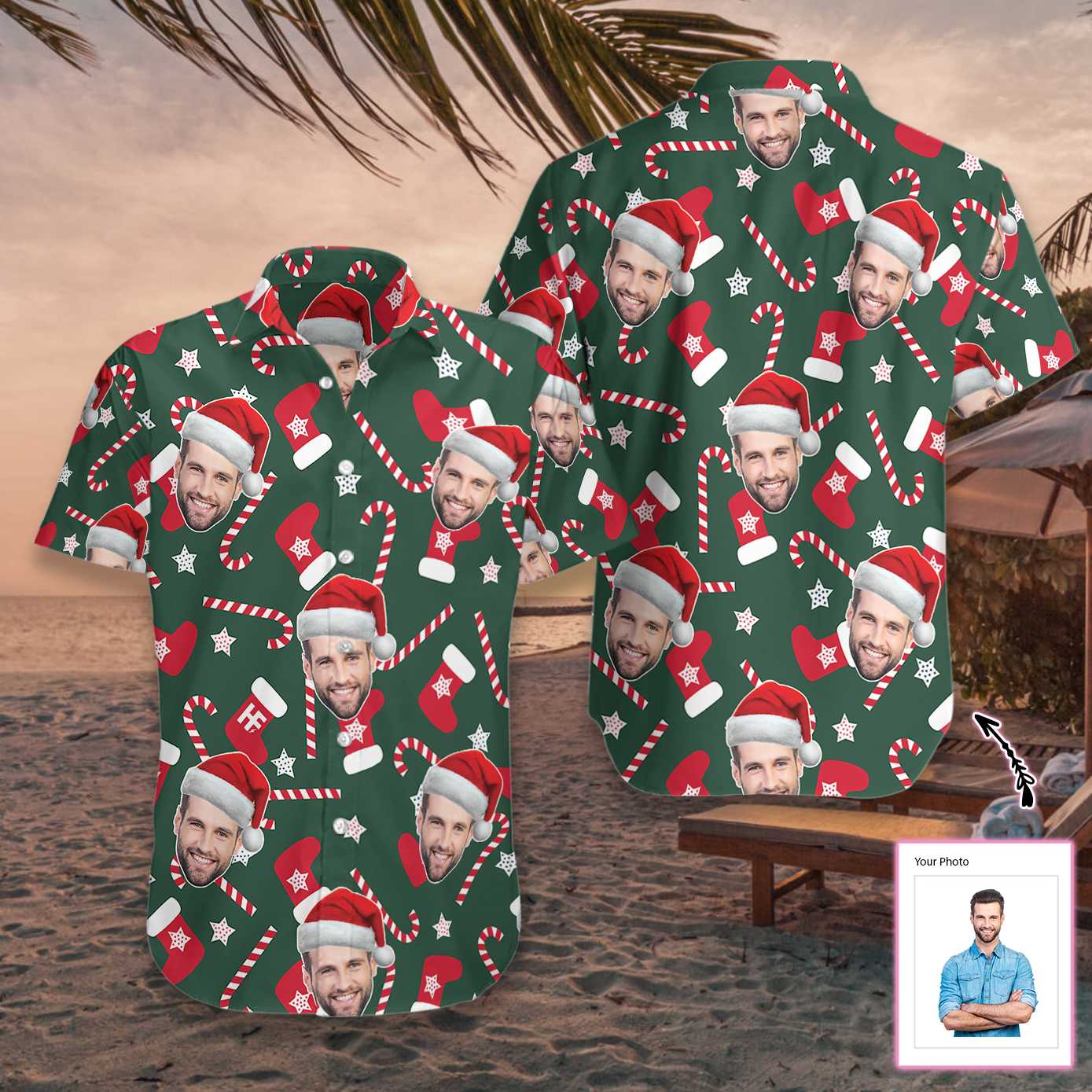 Funny Custom Face Christmas Pattern Seamless Hawaii Shirt Saleoff 061121 Ha107853