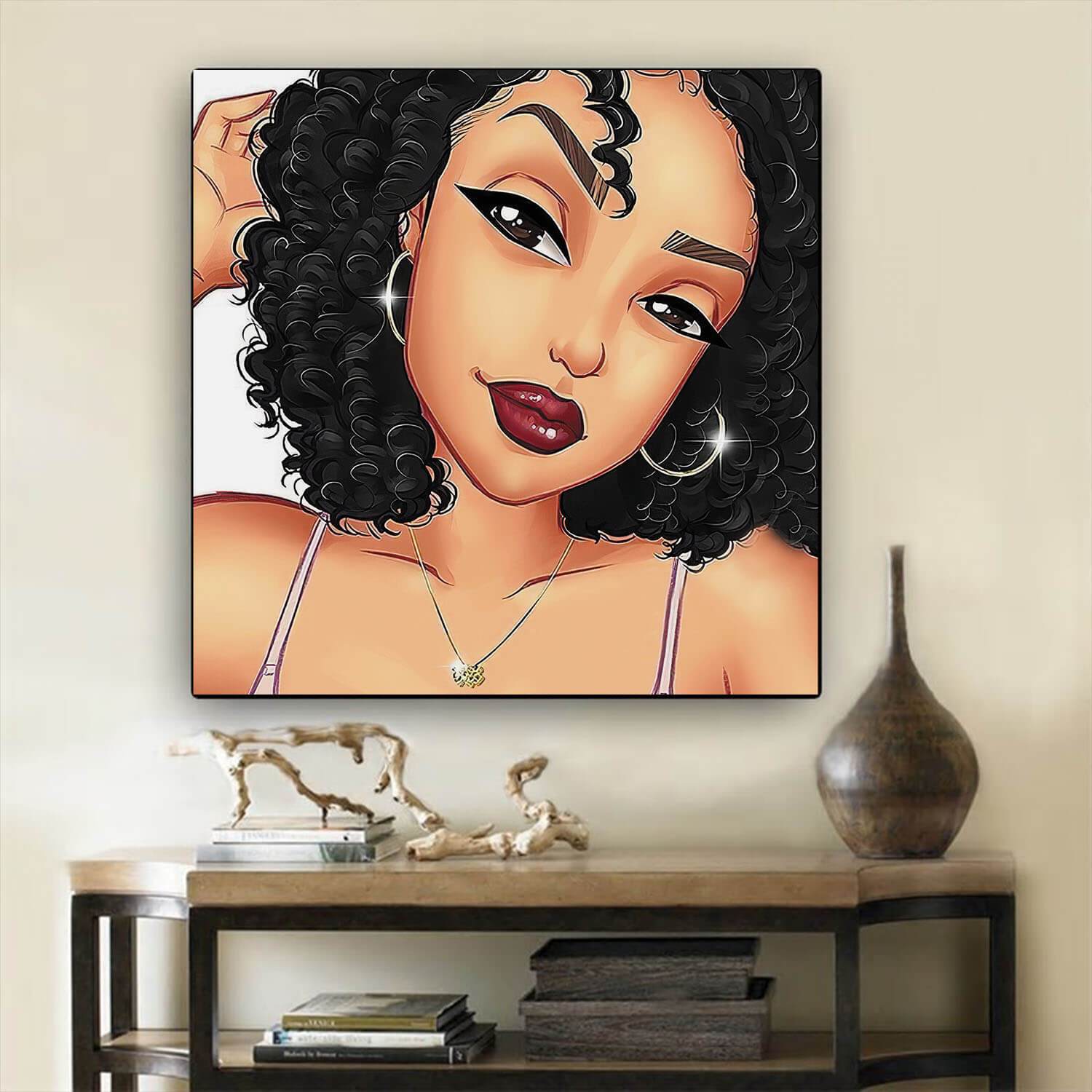 African Canvas Art Pretty Black American Woman Black History Canvas Art Afrocentric Home Decor BPS36463