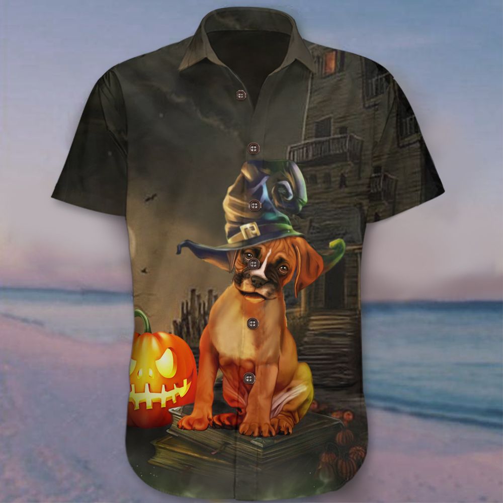 Boxer Halloween Hawaii Shirt Pumpkin Aloha Dog Graphic Present For Friends Ha59617