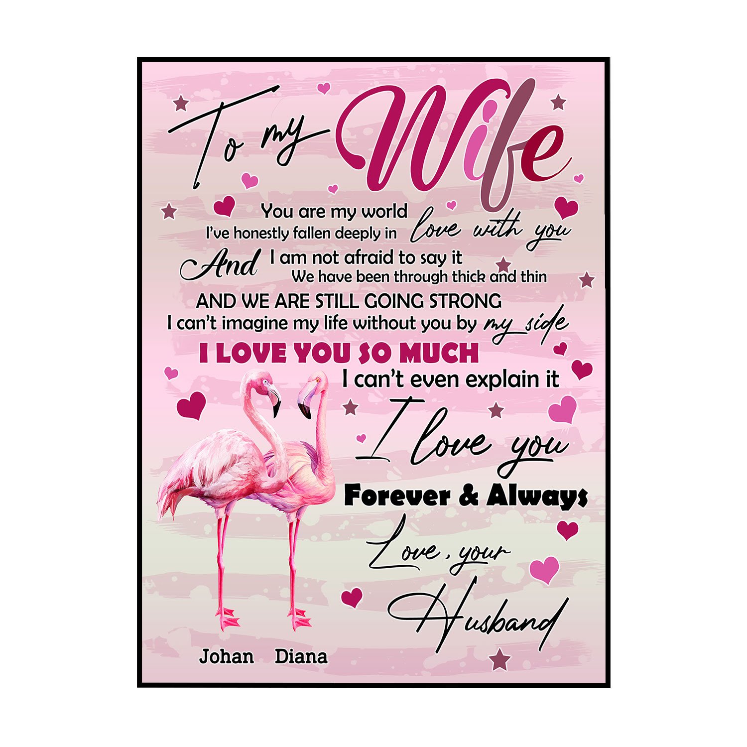 Custom happy Valentines day gifts, ideas for him, her with personalized name for my wall art Poster boards prints – To My Wife Flamingo Couple TG51231 – PersonalizedWitch
