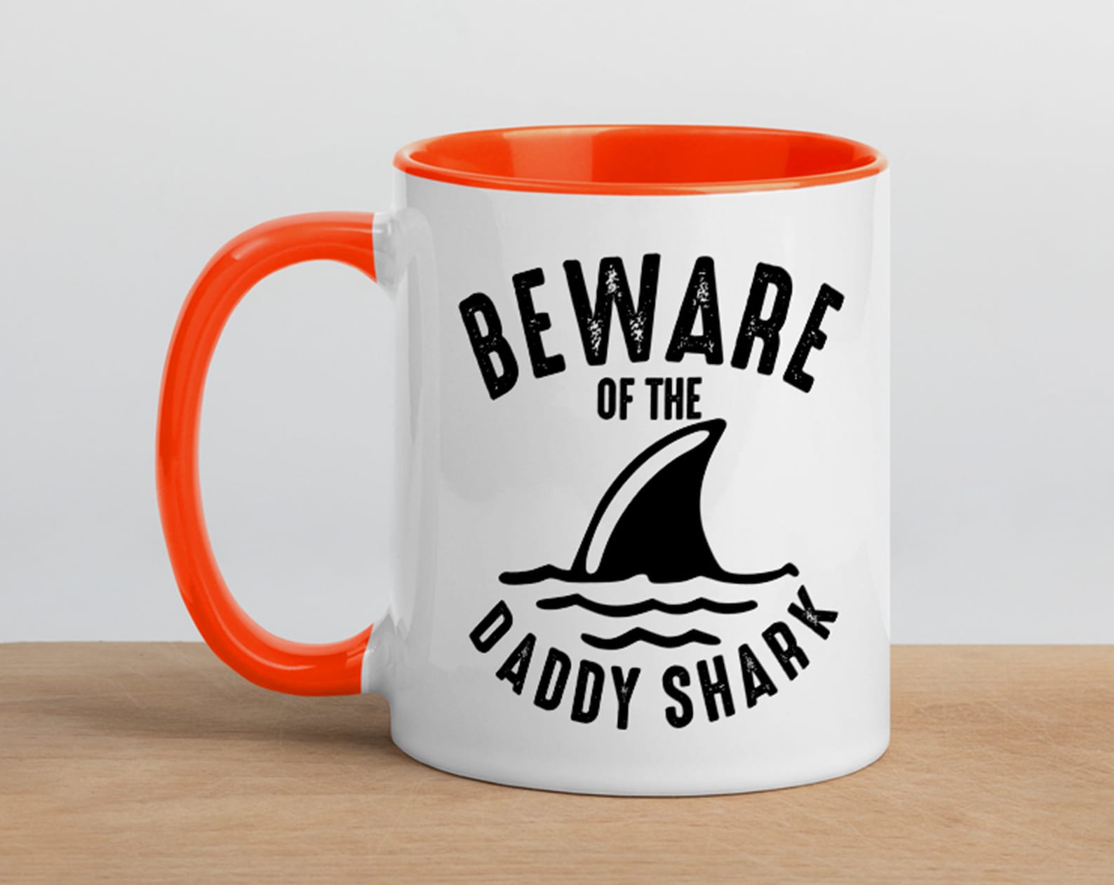 Beware Daddy Shark Inner Color Accent Mug 11Oz Coffee Tea Cup