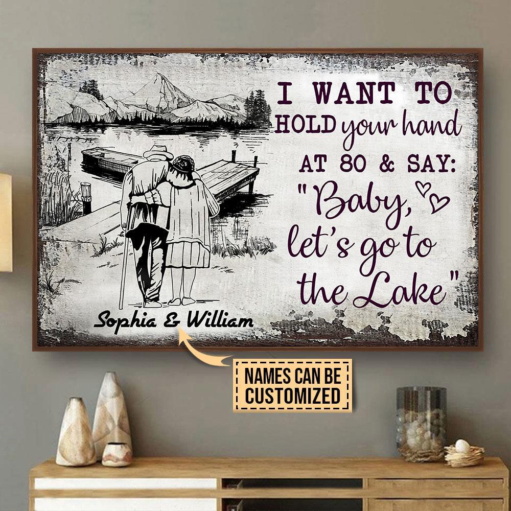 Aeticon Gifts Personalized Lake Sketch Hold Your Hand Canvas Mom Dad Gift Home Decor