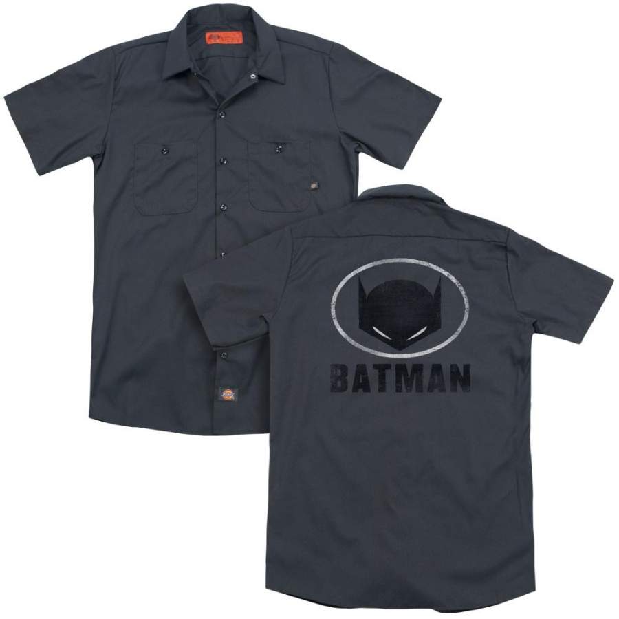 Batman – Mask In Oval(Back Print) Adult Work Shirt