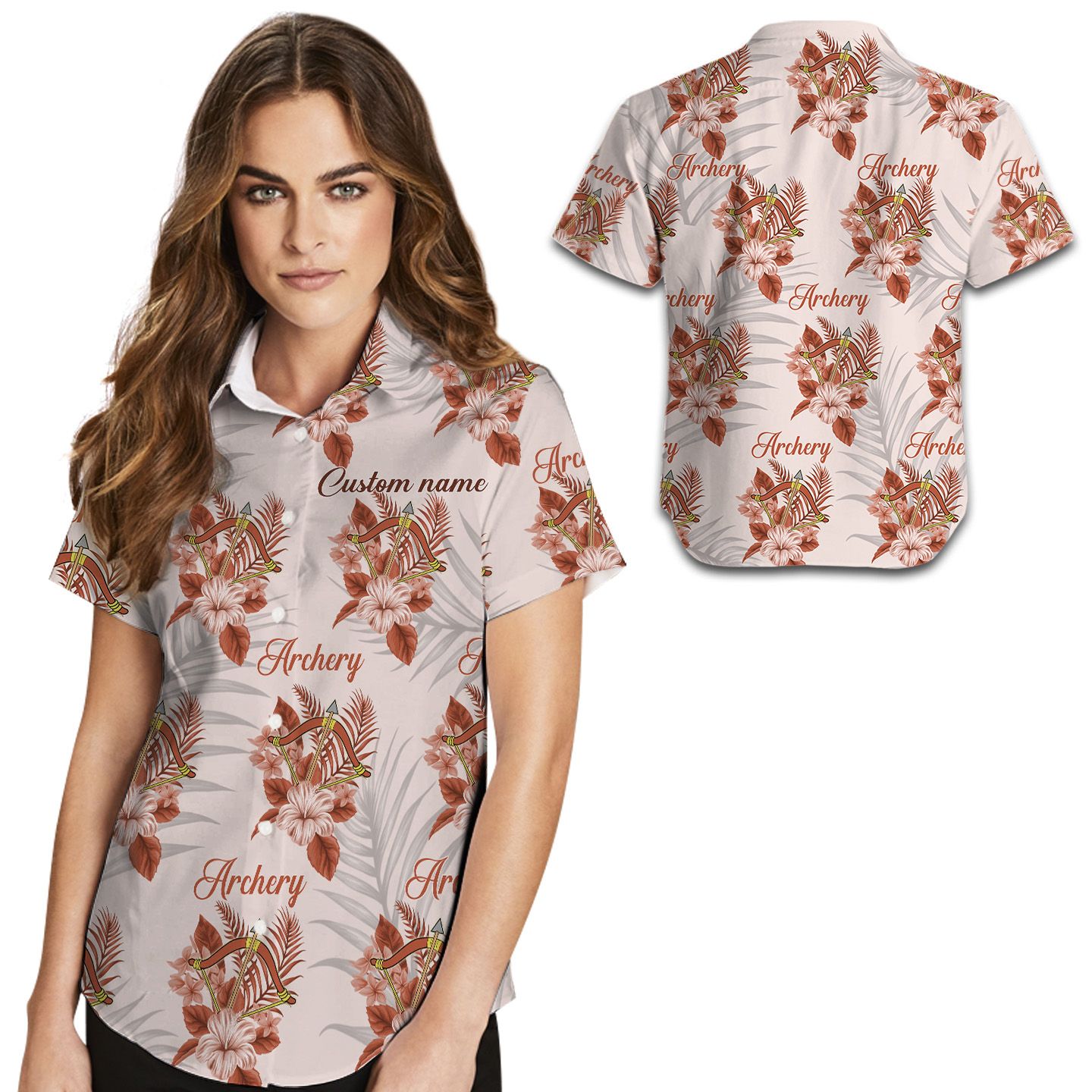 Custom Name Flower And Bow Women Hawaii Shirt For Archery Lovers Ha56609