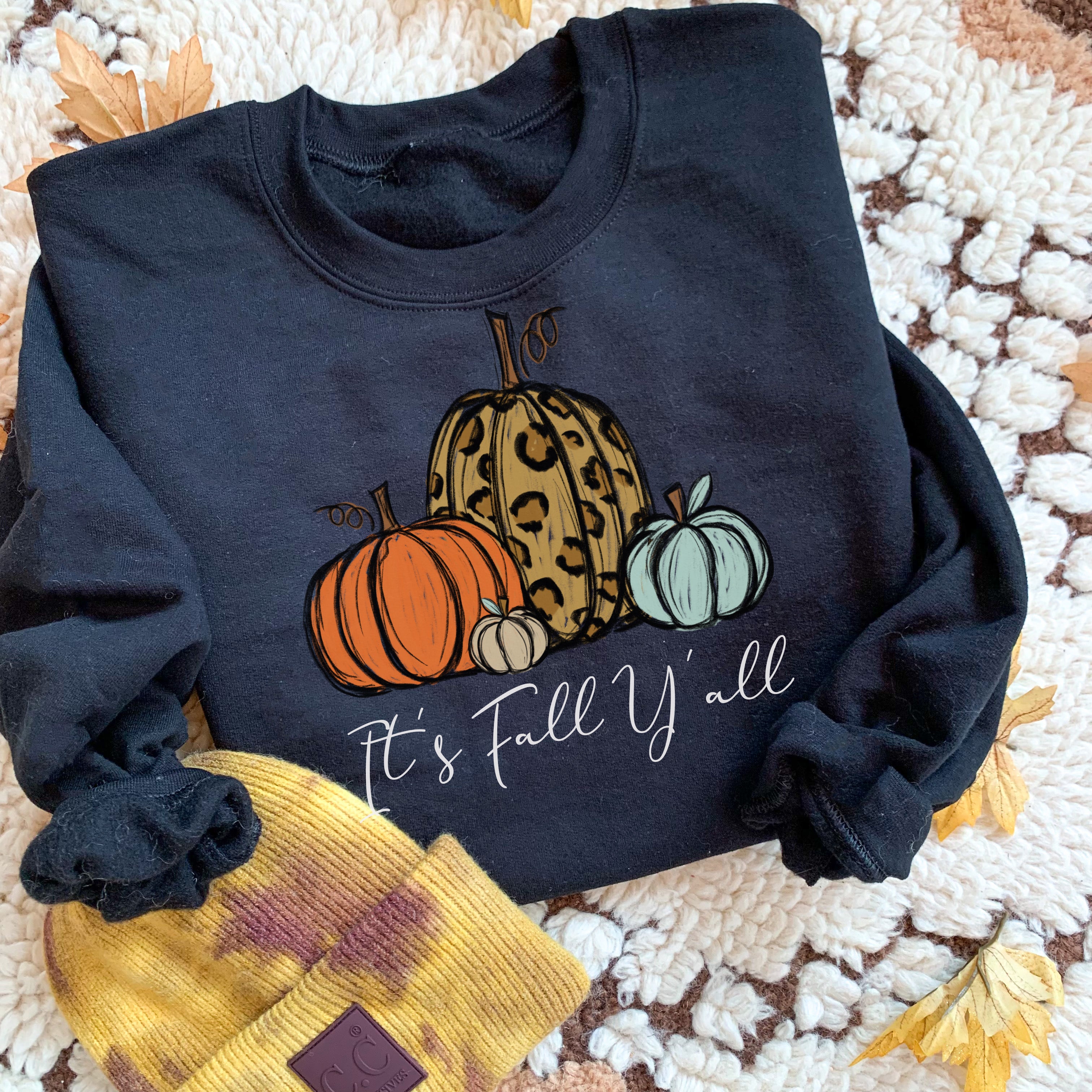 It’S Fall Y’All Leopard Pumpkin Sweatshirt