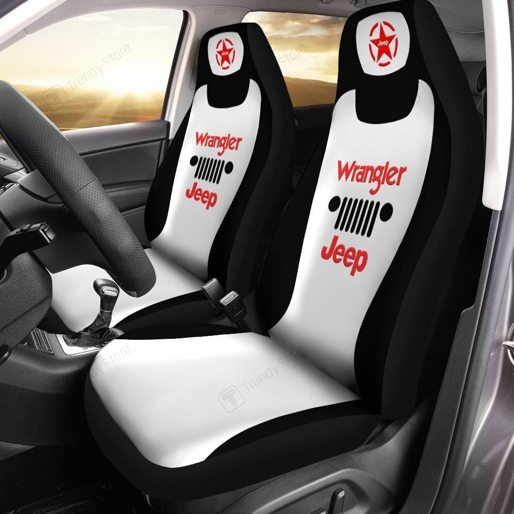 Jeep Wrangler Car Seat Cover (Set Of 2) Ver 10 (White)