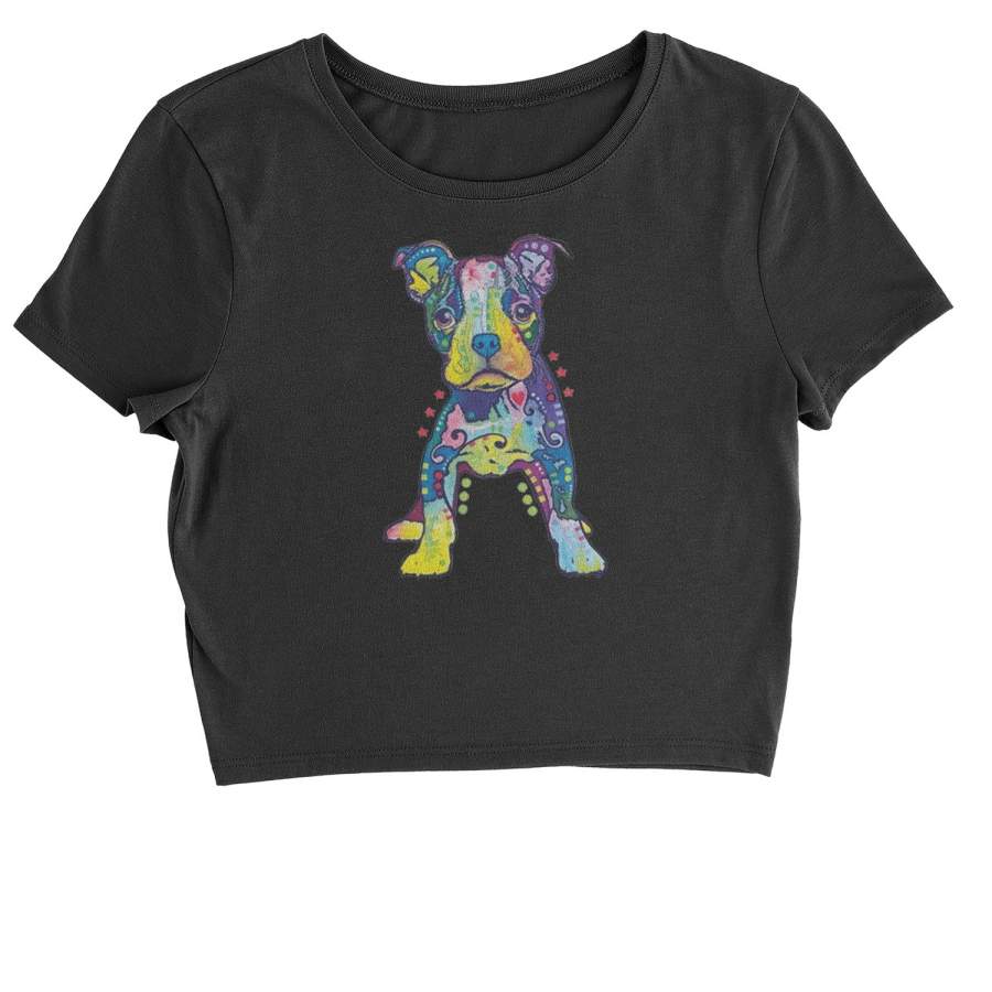 Puppy Graffiti Pop-Art Rainbow Colors Cropped T-Shirt