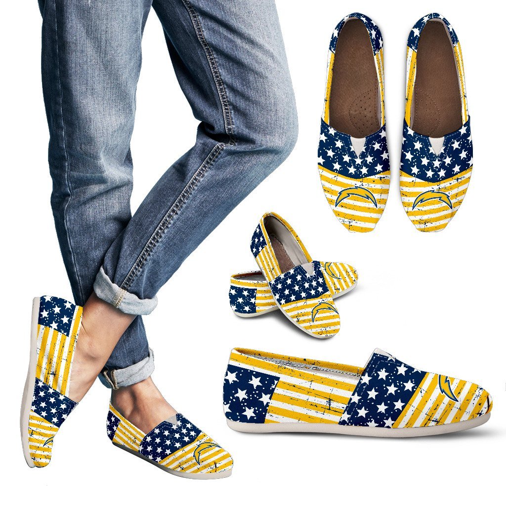 Vintage Star America Flag Los Angeles Chargers Women Casual Shoes