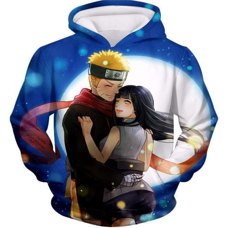 Boruto Cute Ninja Couple Boruto and Hinata Romantic Blue Hoodie