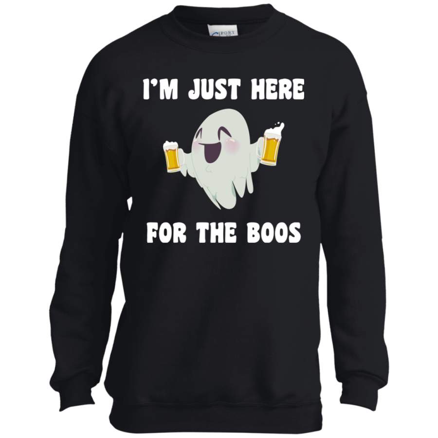 I’m Just Here for the Boos Funny Halloween Drinking Beer Youth LS shirt/Sweatshirt/Hoodie