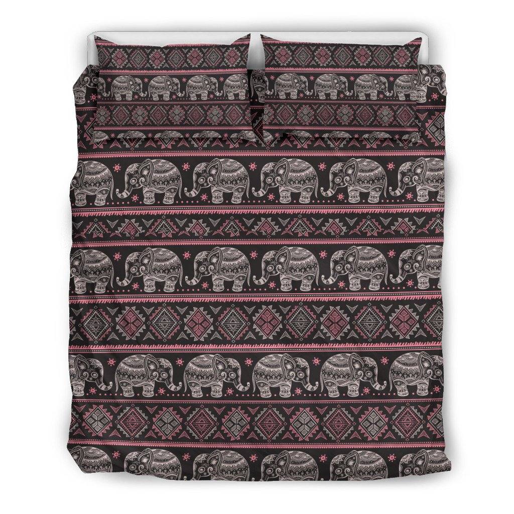 Brown Mandala Elephant Pattern Bedding Set | Duvet Cover, 2 Pillow Cases