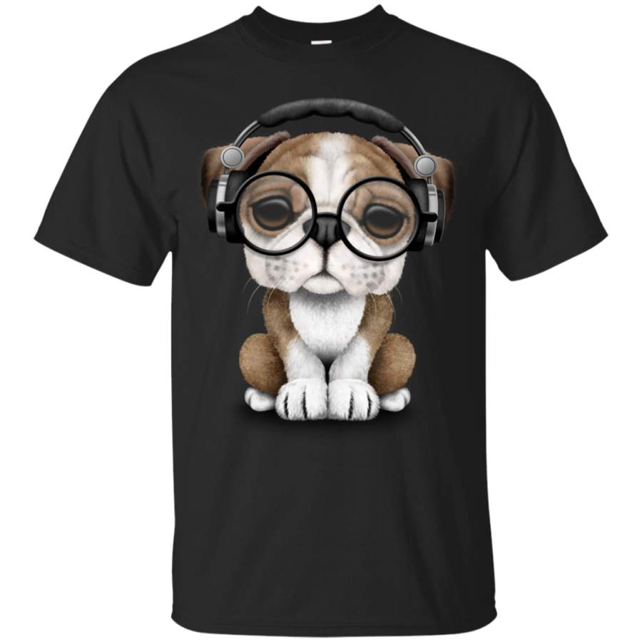 BRITISH BULLDOG – English Bulldog Puppy Dj Wearing Headphones and Glasses T Shirt & Hoodie