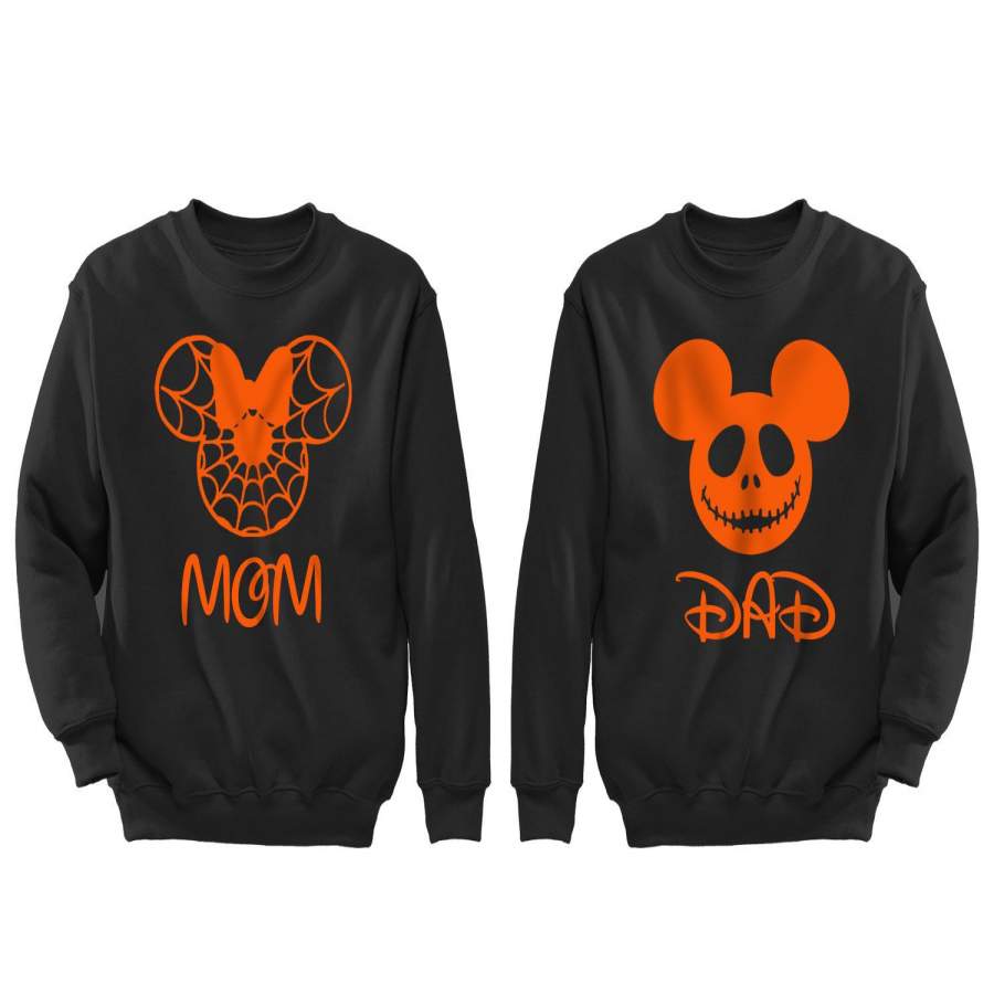 XtraFly Apparel Witch Mom Dad Pumpkin Halloween Pullover Crewneck-Sweatshirt