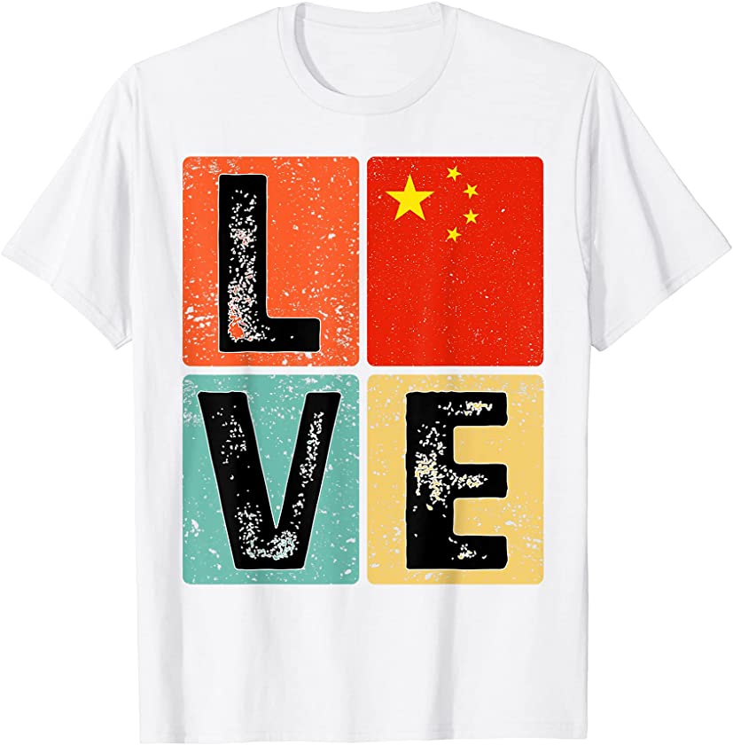 Vintage Retro I Love China Flag for Chinese Pride T-Shirt