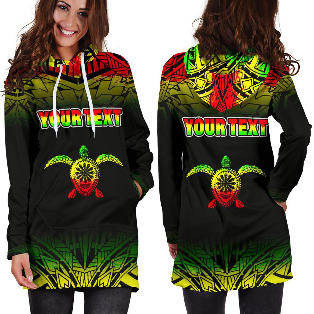 Turtle Custom Personalised Women’s Hoodie Dress – Polynesian Reggae Fog – BN09