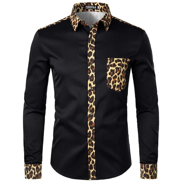 Splice Leopard Printed Shirt