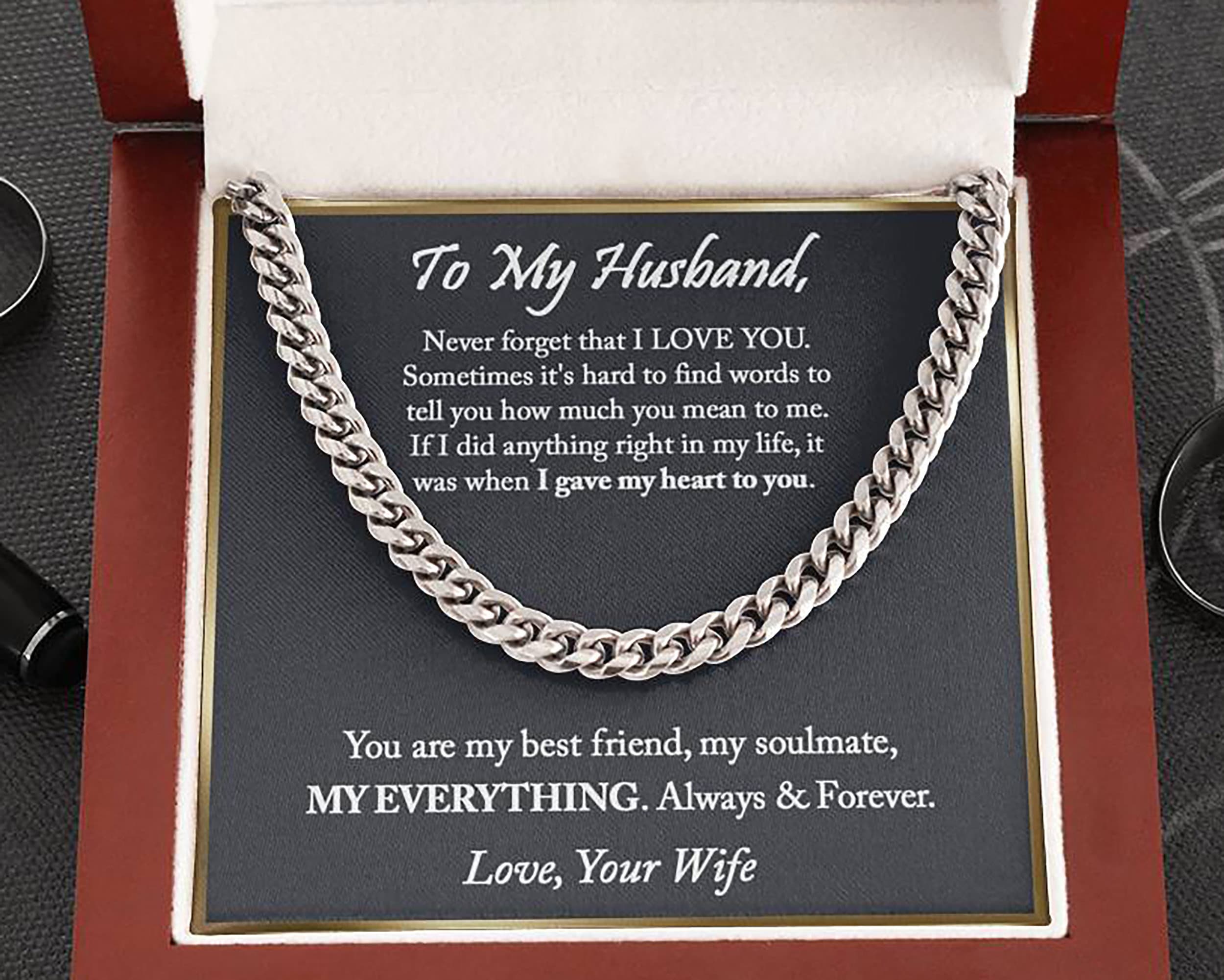 To My Husband Cuban Chain Necklace, Husband Gift, Husband Birthday Gift, Anniversary Gift for Husband, Father’s Day Gifts