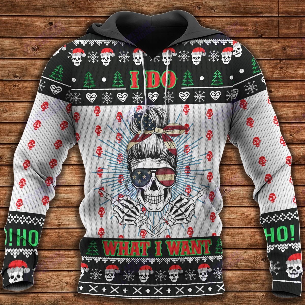 Amazestylez 3D Knitting Pattern Ugly Christmas Hoodie/Sweater Skull Lady 3D Hoodie Gift For Skull Lover 3D Printed Hoodies