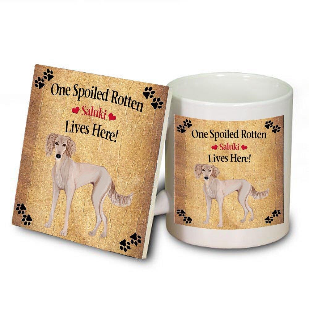 Saluki Puppy Spoiled Rotten Dog Mug And Coaster Set