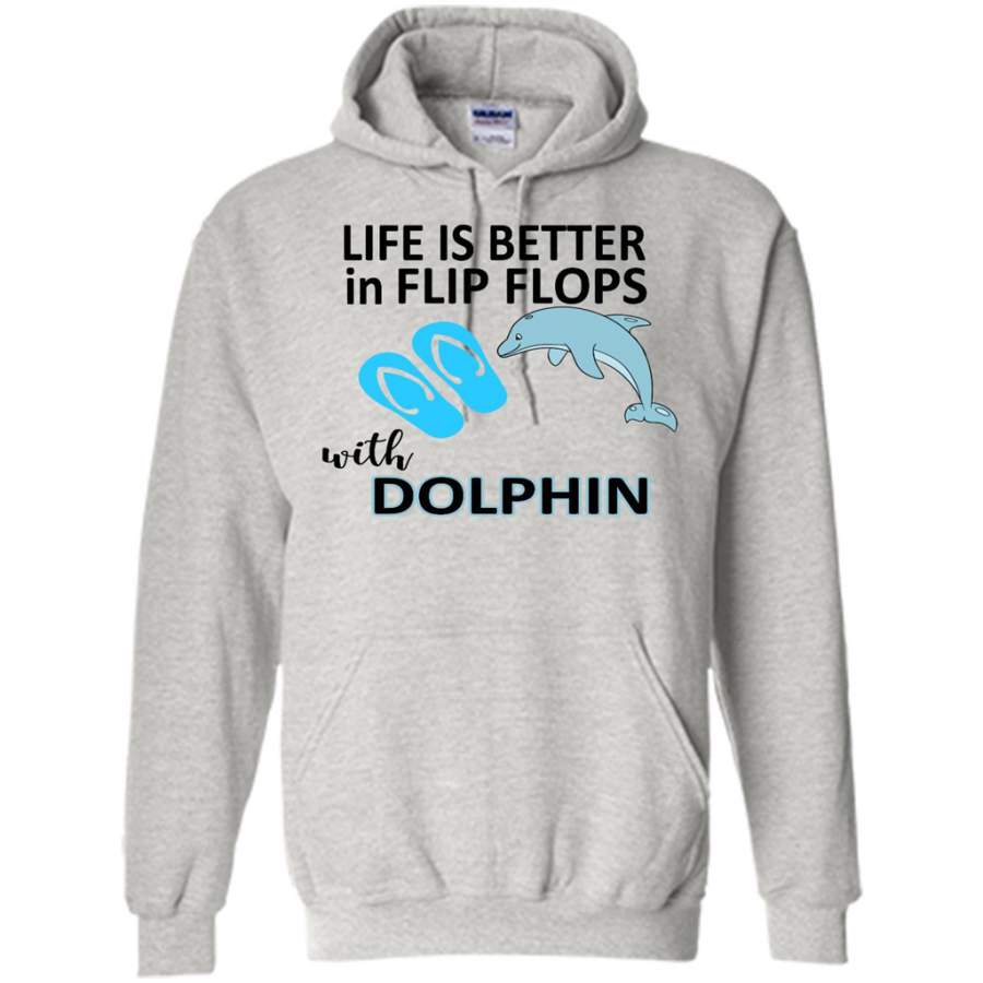 Life Is Better In Flip Flops With Dolphin – Gildan Heavy Blend Hoodie