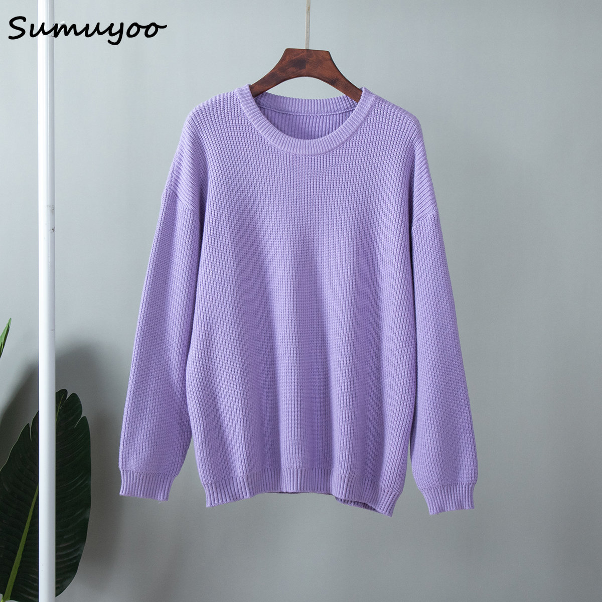 Sumuyoo Loose Green Sweater Women Autumn Winter Thicken Long Sleeve Casual Oversized Pullovers Female Warm Solid Knitted Tops alx