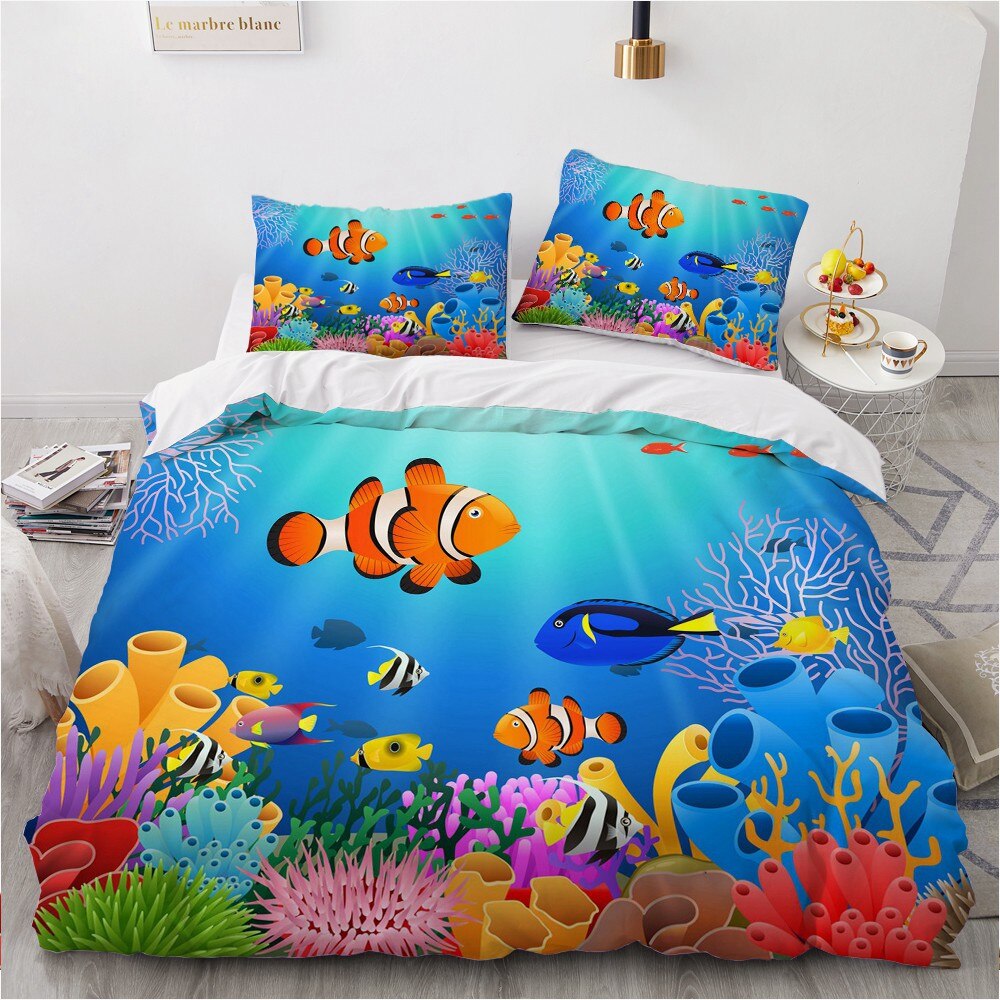 Classic 3D Bedding Set Cover King Queen Double Single Size Pink Whale Cartoon Design Custom Bedclothes Duvet Covers