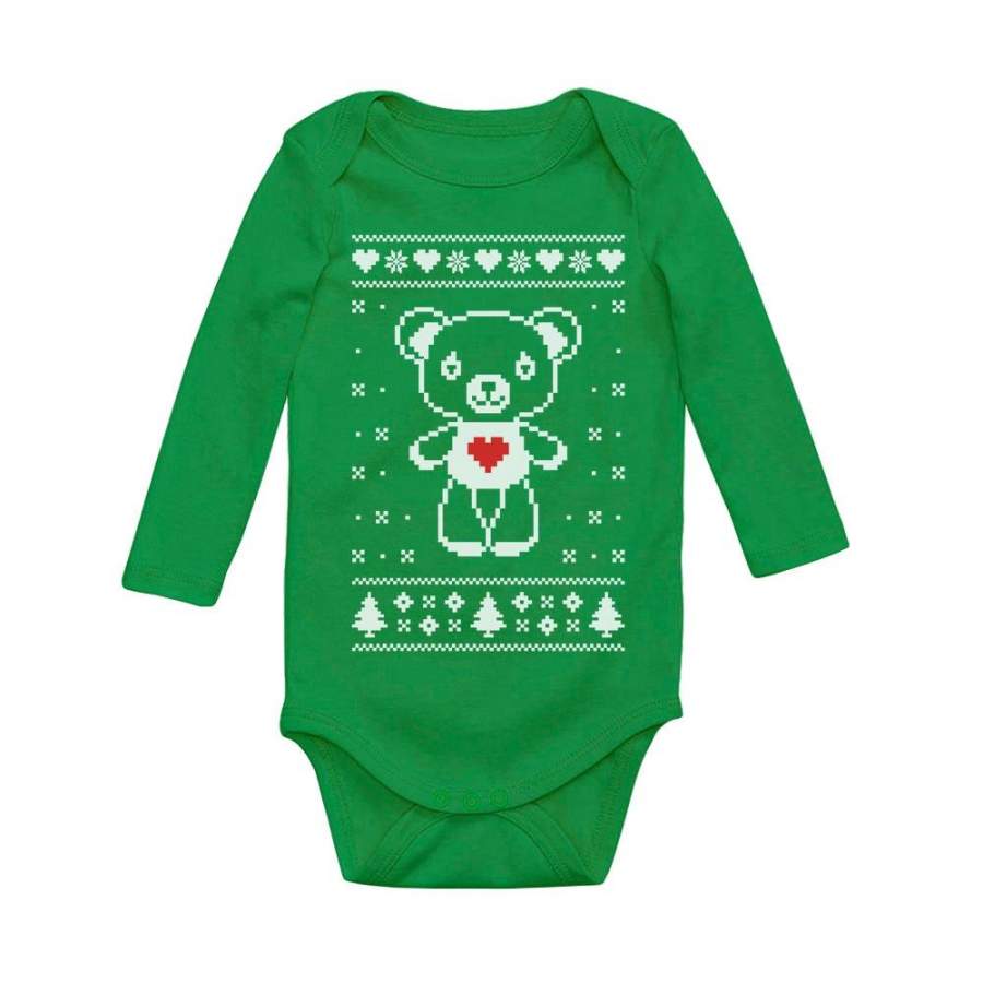 Big White Furry Bear Love – Cute Ugly Christmas Sweater Baby Long Sleeve Bodysuit