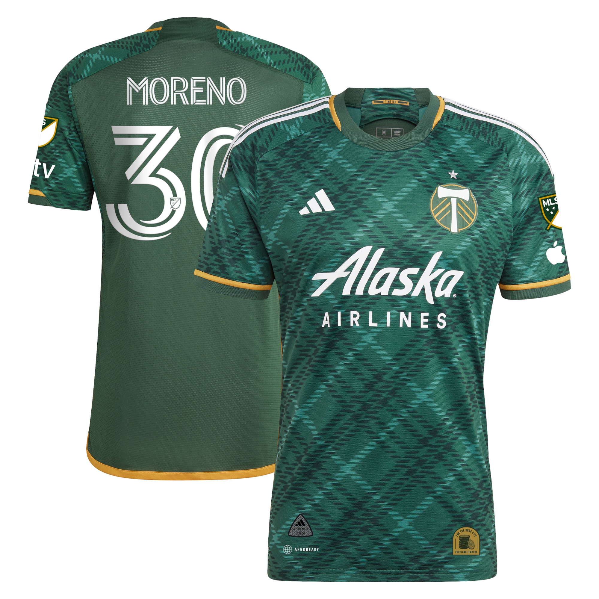 Santiago Moreno Portland Timbers 2023 Portland Plaid Kit Authentic Jersey – Green