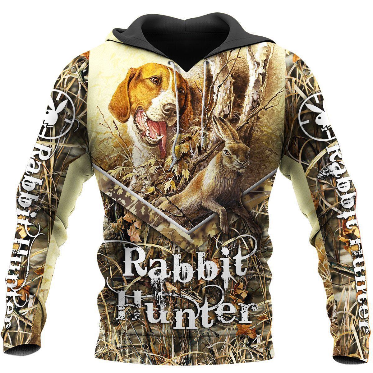 Rabbit Beagle Hunting Camouflage Awesome 3D Printed Sublimation Hoodie Hooded Sweatshirt Comfy Soft And Warm For Men Women S to 5XL CTC1601175