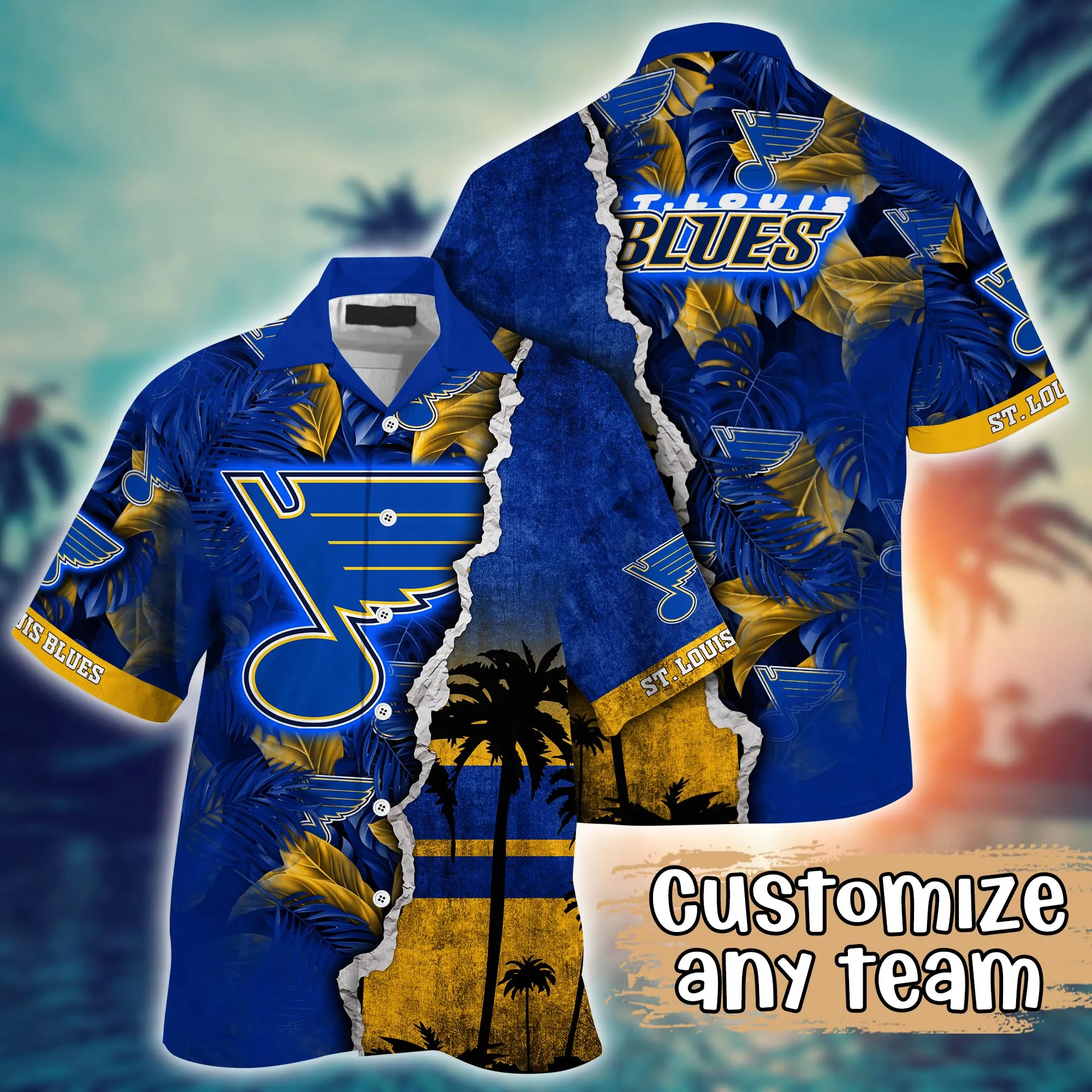 St. Louis Blues Nhl Hawaiian Shirt Custom Tan Lines Aloha Shirt