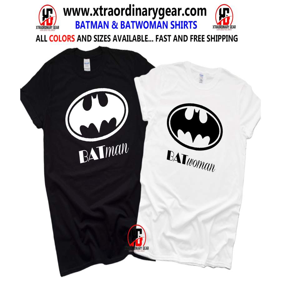 (Batman & Batwoman) Couple Shirts, Anniversary Shirts, Couple Shirts, Anniversary Hubby and wife, Matching Couple, Gift for her, Gift for him (FREE SHIPPING)