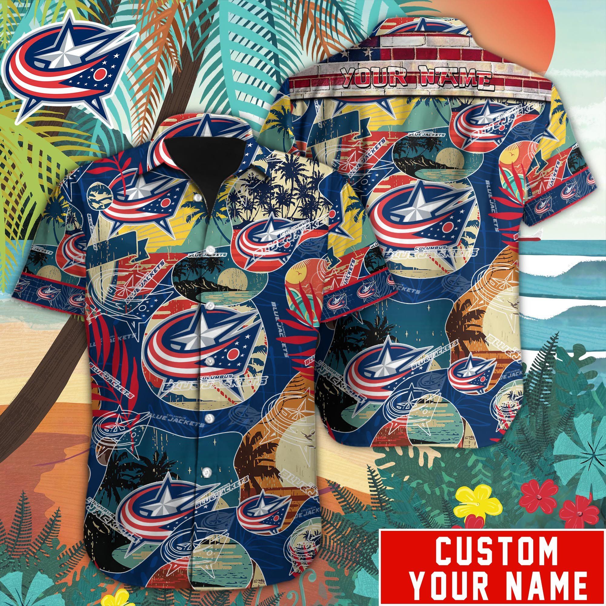 Columbus Blue Jackets Custom Name Hawaiian Shirt