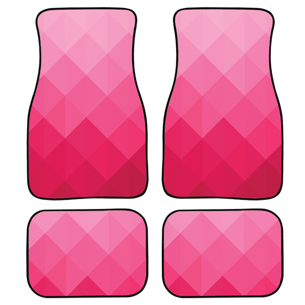 Pink Geometric Square Pattern Print Front And Back Car Floor Mats, Front Car Mat