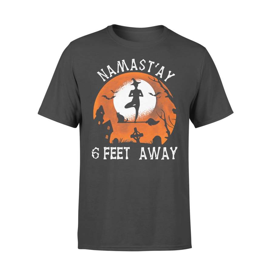 Halloween Witch Yoga Namast’ay 6 Feet Away Blood Moon T-Shirt