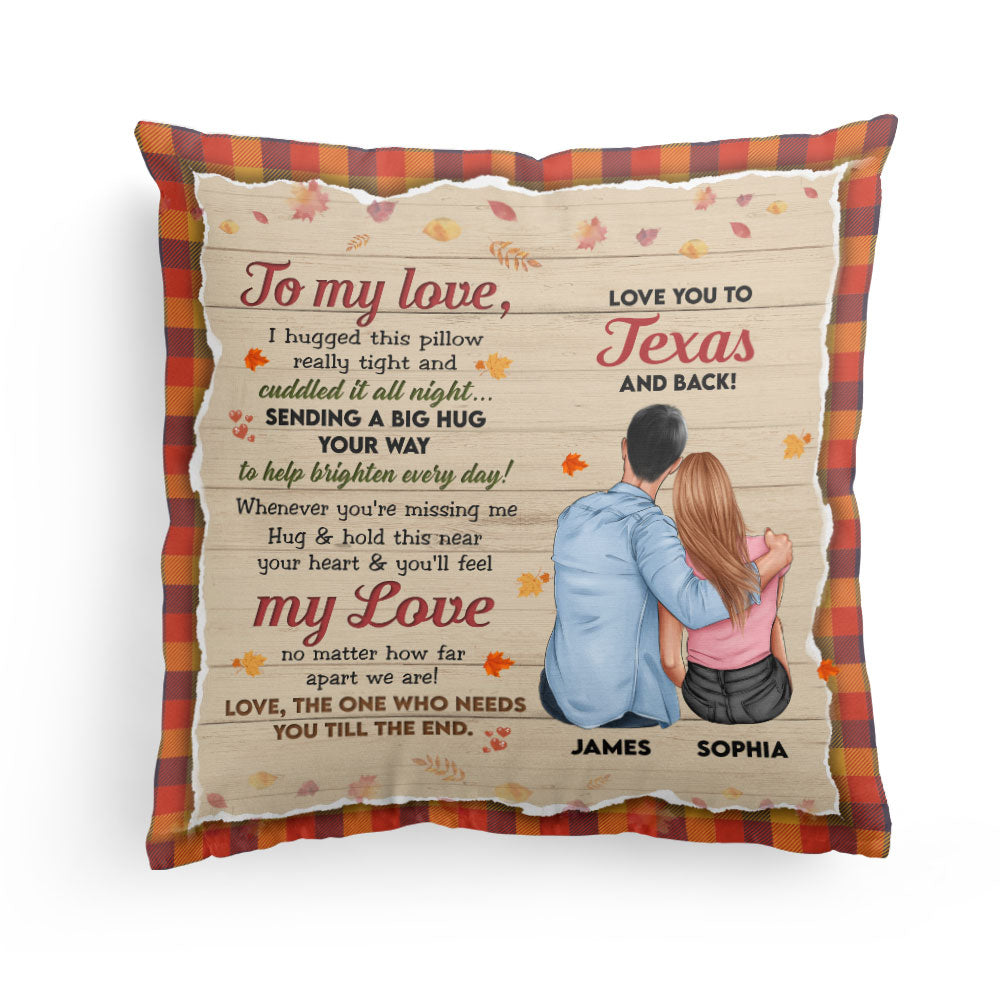 Hug This Pillow Until You Can Hug Me – Personalized Pillow – Fall Season Gift For Couple – Couple