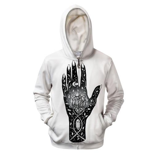 Black & White Hand Zip-up Hoodie