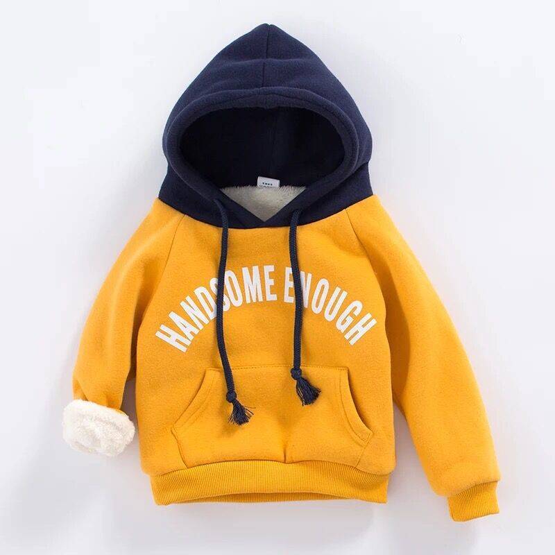 Winter Kid Thick Fleece Hoodie 0-5Y Children Long Sleeve Clothes Fall Boy Letter Hooded Sweatshirt Baby Girls Casual Loose Hoody alx