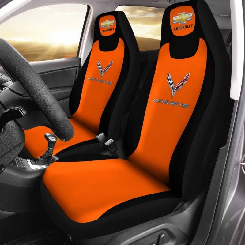 Chevrolet Corvette- LPH Car Seat Cover (Set of 2) Ver1 (Orange)