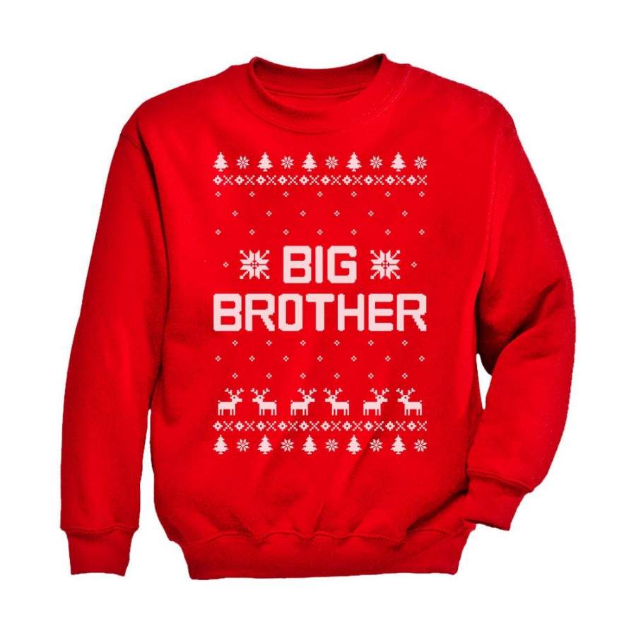 Big Brother Ugly Christmas Sweater Boys Sibling Toddler/Kids Sweatshirt