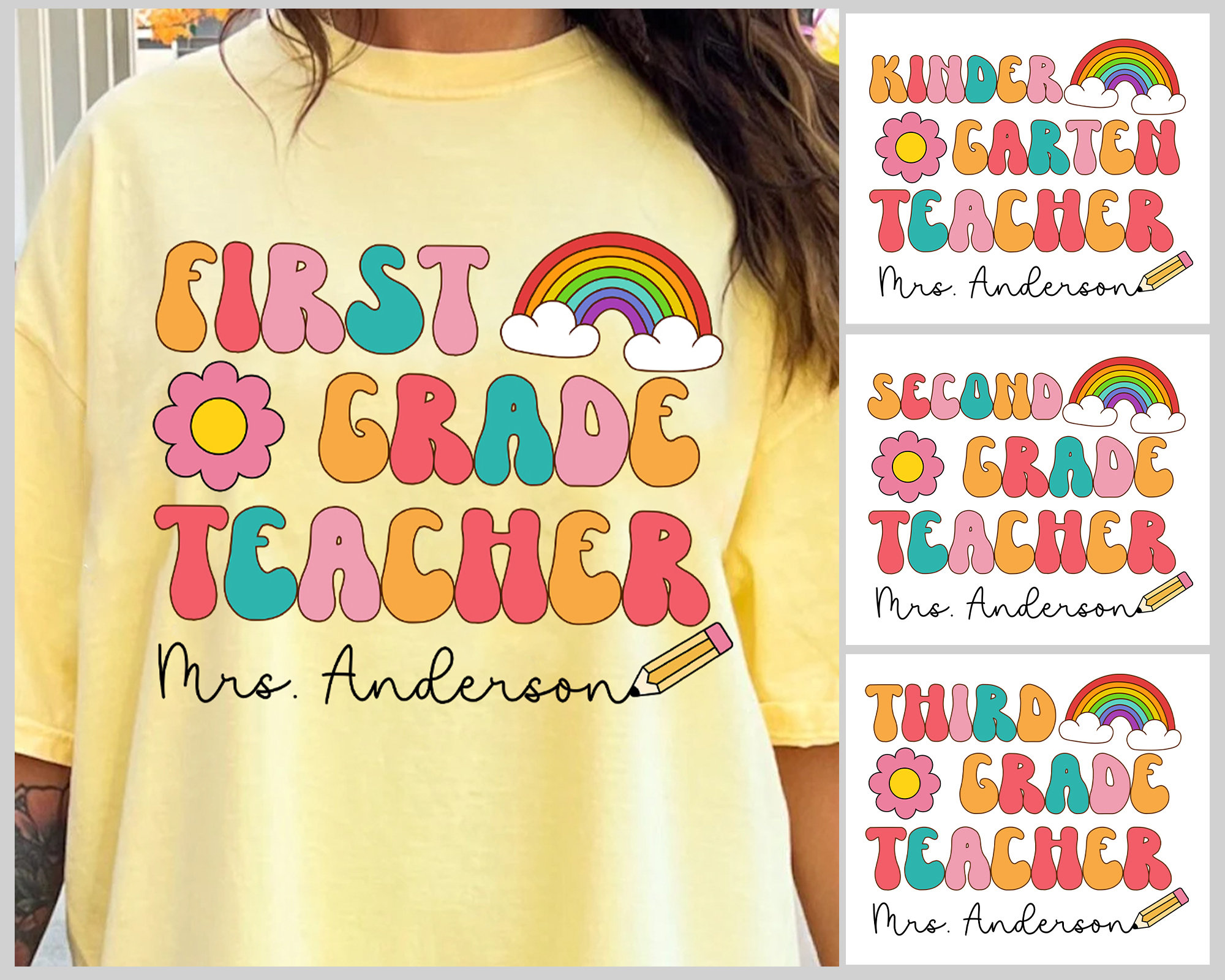 Back To School Shirt for Teacher, Teacher Shirts, Custom Teacher Tee, Groovy Teacher, Teacher Name Shirt, First Grade Teacher, 2nd Grade